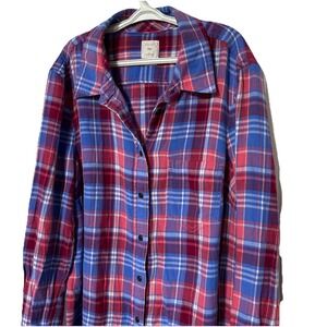 Gap Kids Fitted Boyfriend Girl's 100% Cotton Plaid Flannel Shirt Size M Outdoors